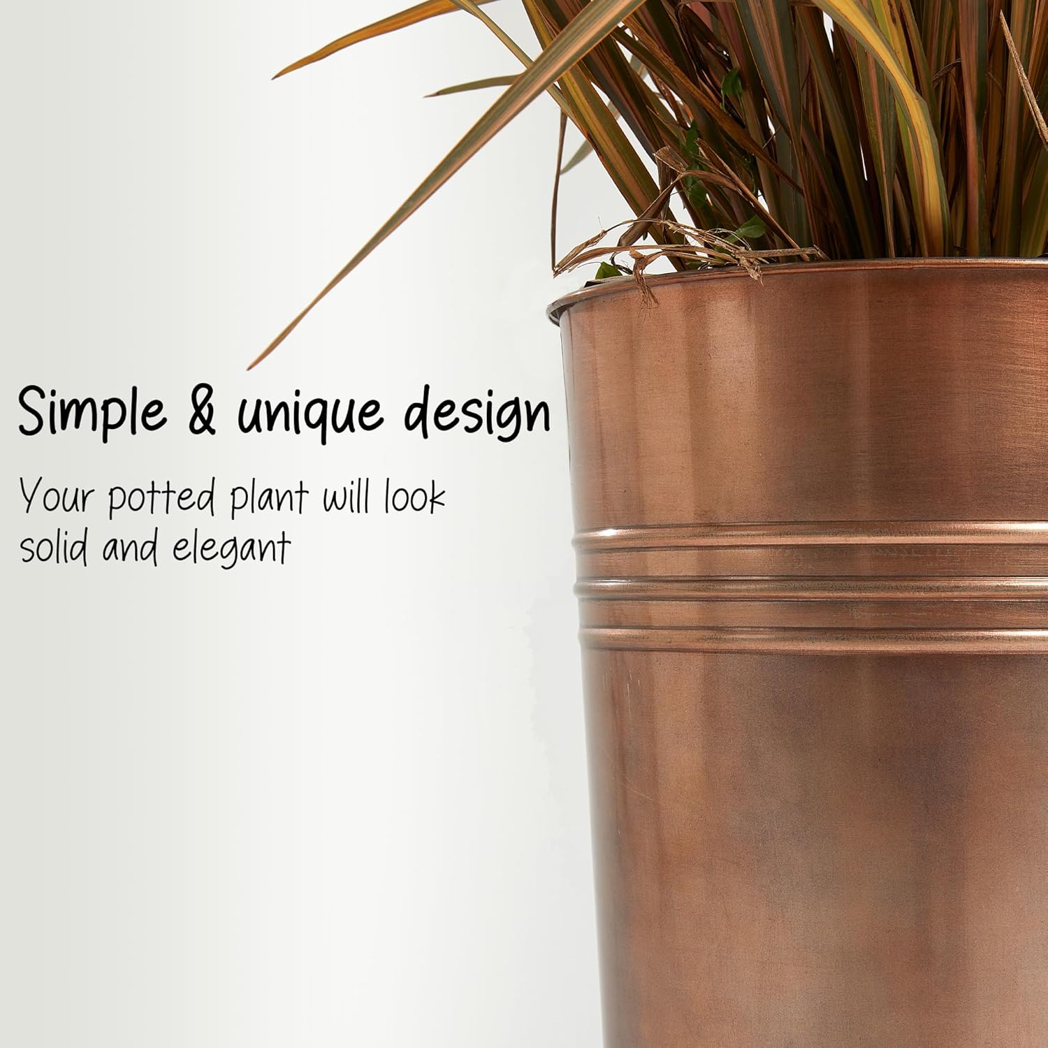 KOL 25'' Tall Galvanized Steel Planter Pot with Water Level Indicator - 2-Pack Self Watering