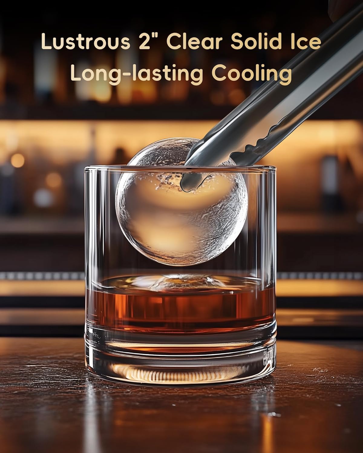 ecozy 2" Clear Ice Ball Maker with CrystalFlux Technology, 4 pcs in 40 Mins, 144 pcs/Day, Sphere