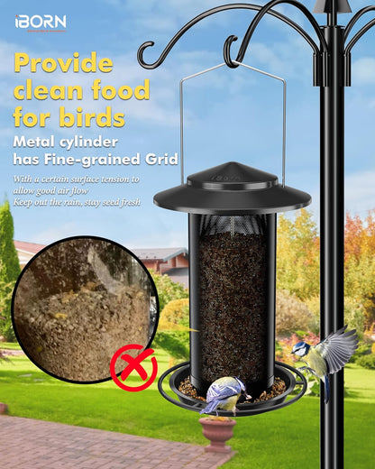 iBorn Bird Feeders for Outdoors, All Metal Mesh Tube, Holding Bird Seed for Outside Feeders,18cm