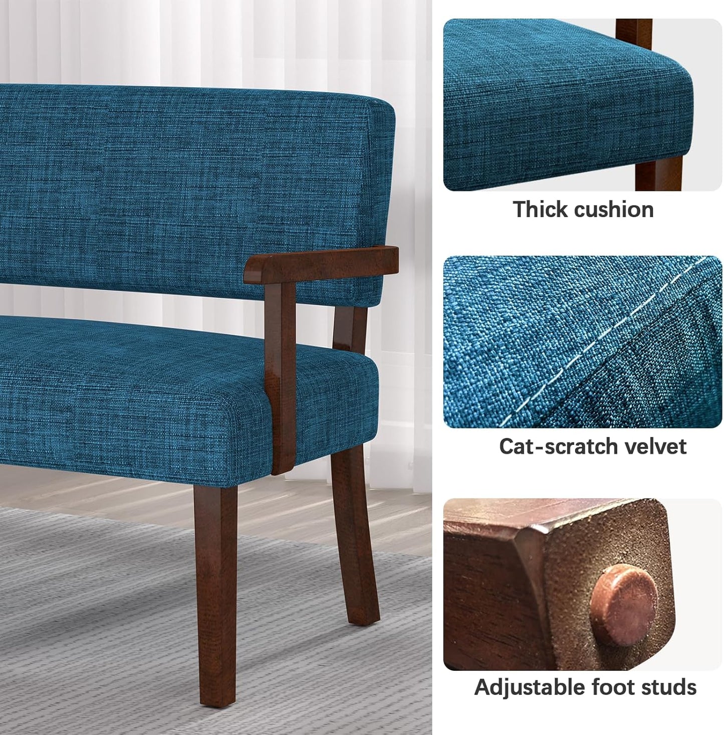 Accent Chair 2 Seat, Arm Chairs with Soft Seat and Armrests for Living Room, Love seat for Dining