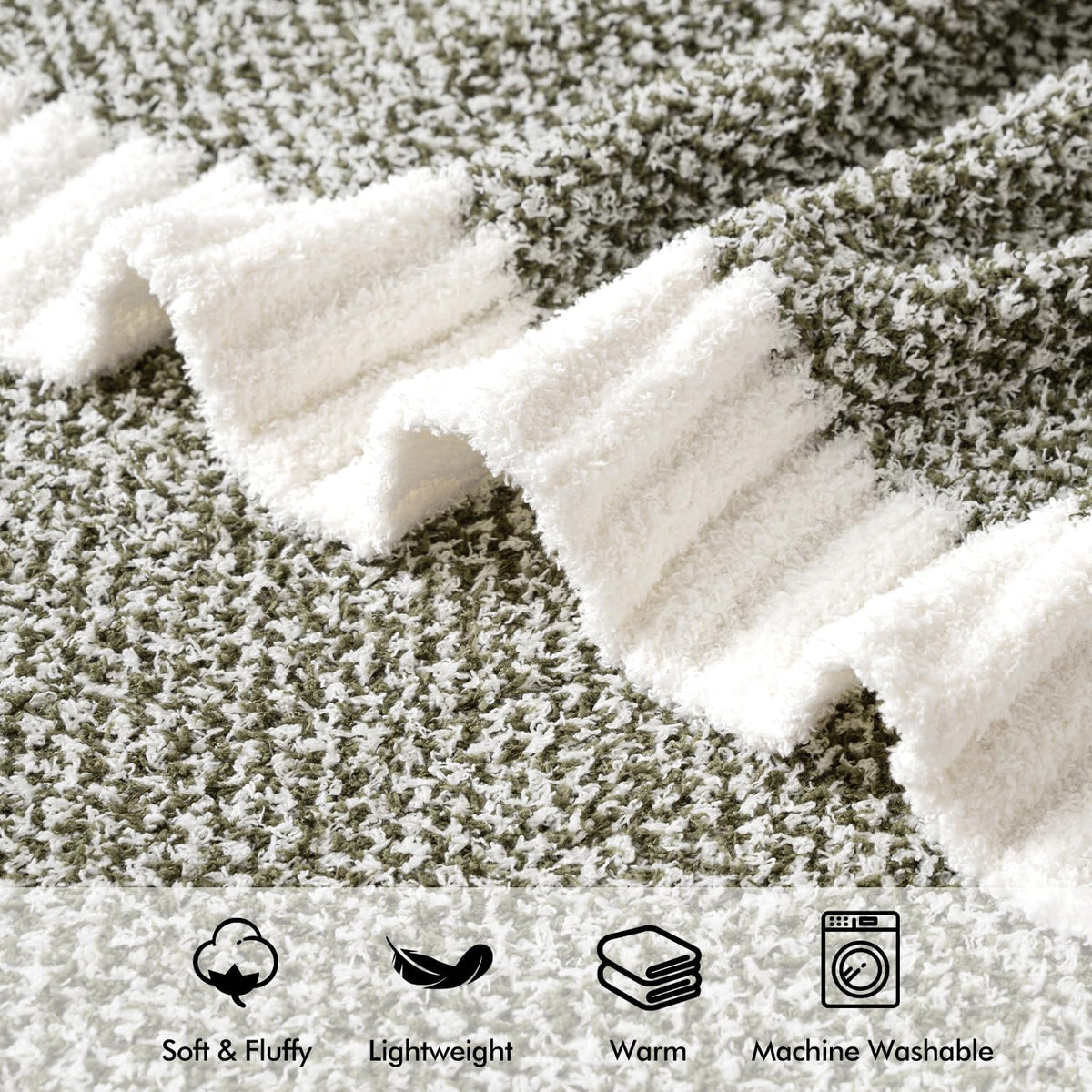 MIULEE Super Soft Throw Blanket for Couch, Olive Green Cozy Fluffy Warm Blankets Lightweight Knit