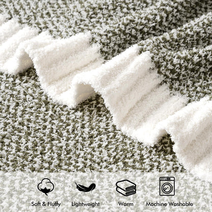 MIULEE Super Soft Throw Blanket for Couch, Olive Green Cozy Fluffy Warm Blankets Lightweight Knit