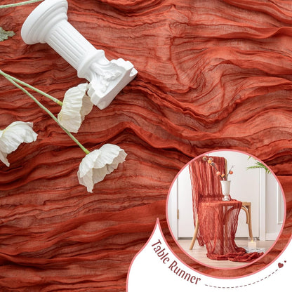 Sioloc Terracotta Table Cloth Cheesecloth Table Runner 10ft Rustic for Tea Wedding Party Baby