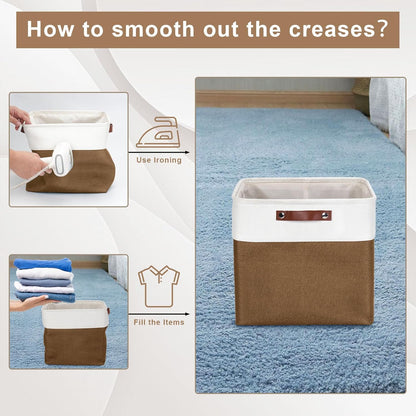 13x13 Cube Storage Bins, Collapsible Fabric Storage Box, 4 Pack Closet Baskets with Handles for