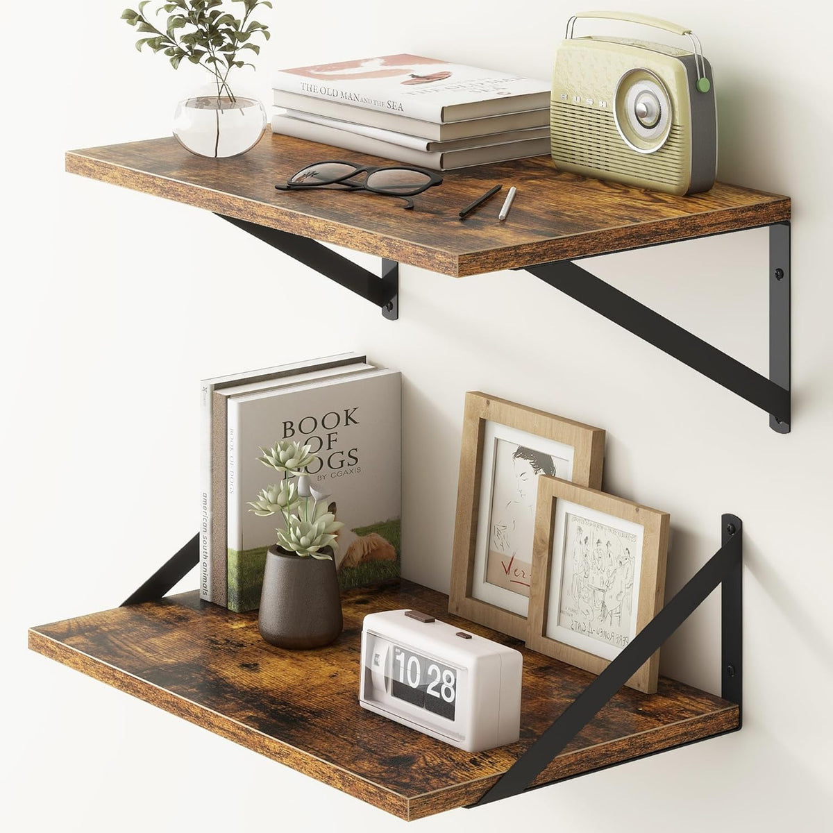 18"W x12"D Floating Shelves, Farmhouse Wall Shelves Home Decor Shelf, Deep Bathroom Shelf with