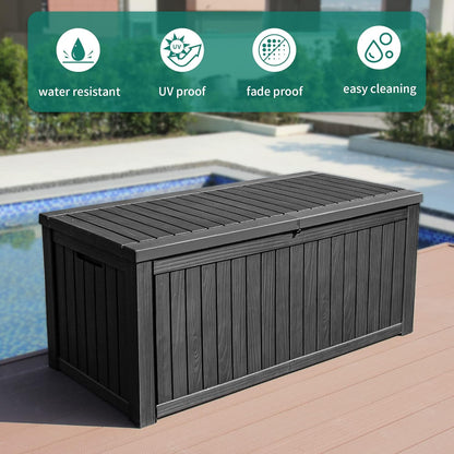 YITAHOME 150 Gallon Large Deck Box w/Divider, XL Waterproof Outdoor Storage for Patio