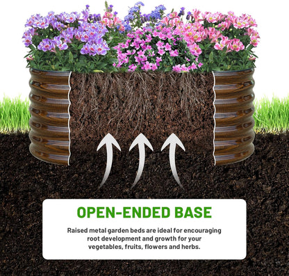 SnugNiture Galvanized Steel Raised Garden Bed, 4x2x2 ft, Outdoor Oval Deep Root Planter Box for
