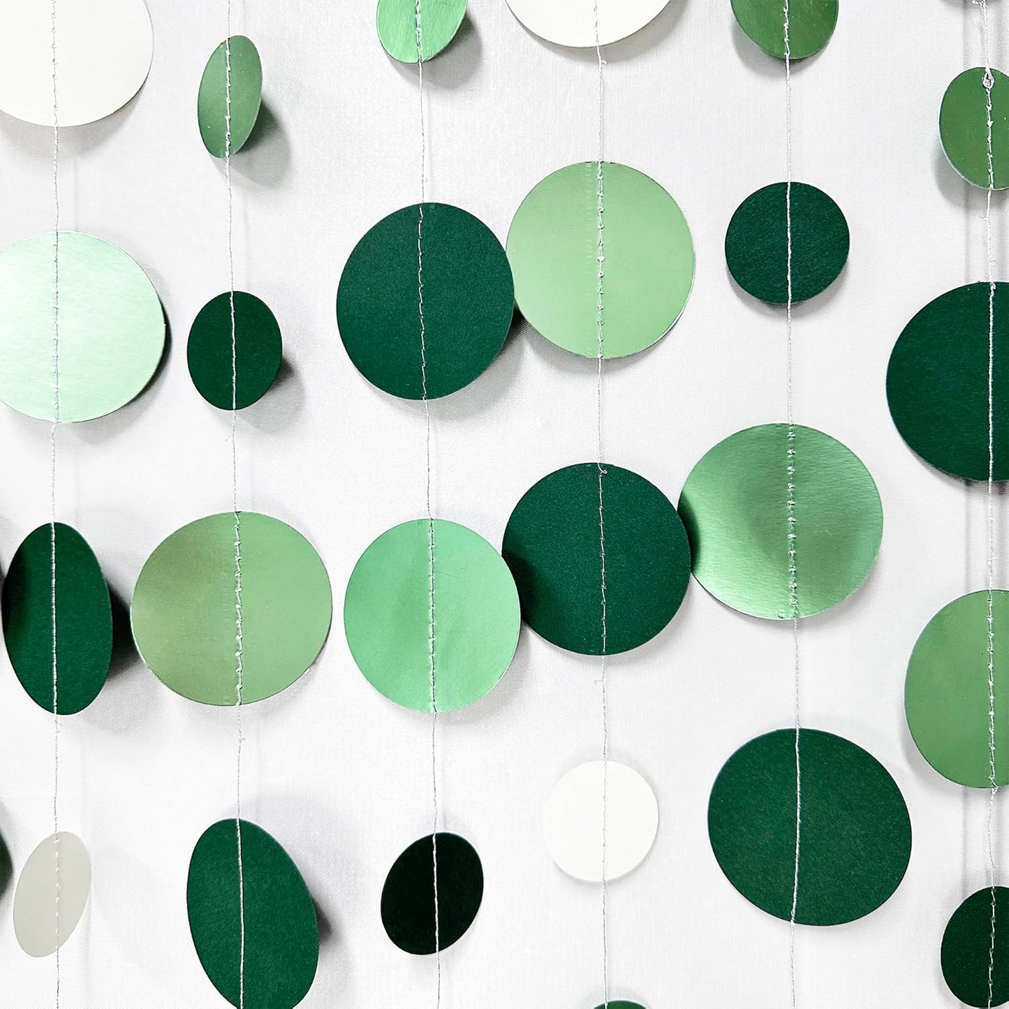46 Ft Sage Green Party Decorations Metallic Sage Green White Polka Dots Garlands Hanging Paper