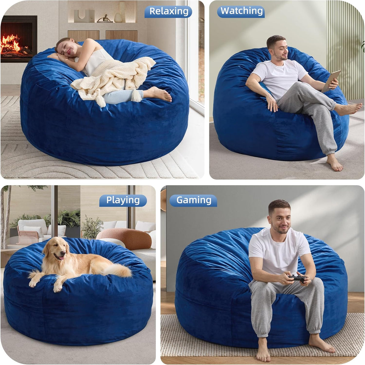 Hobestluk 5FT Bean Bag Chair Giant Bean Bag Chairs for Adults Large Bean Chairs with Removable