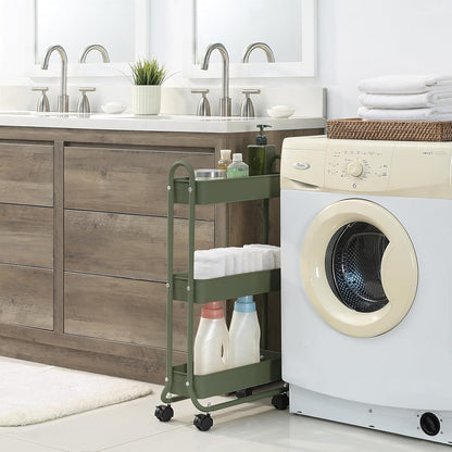 SunnyPoint Slim Rolling Storage Cart, 3 Tier Bathroom Storage Organizer Bathroom, Laundry Utility