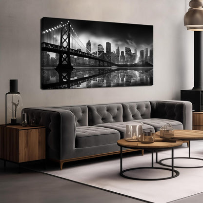 Brooklyn Bridge Canvas Wall Art for Bedroom Black and White City Wall Decor for Living Room Office