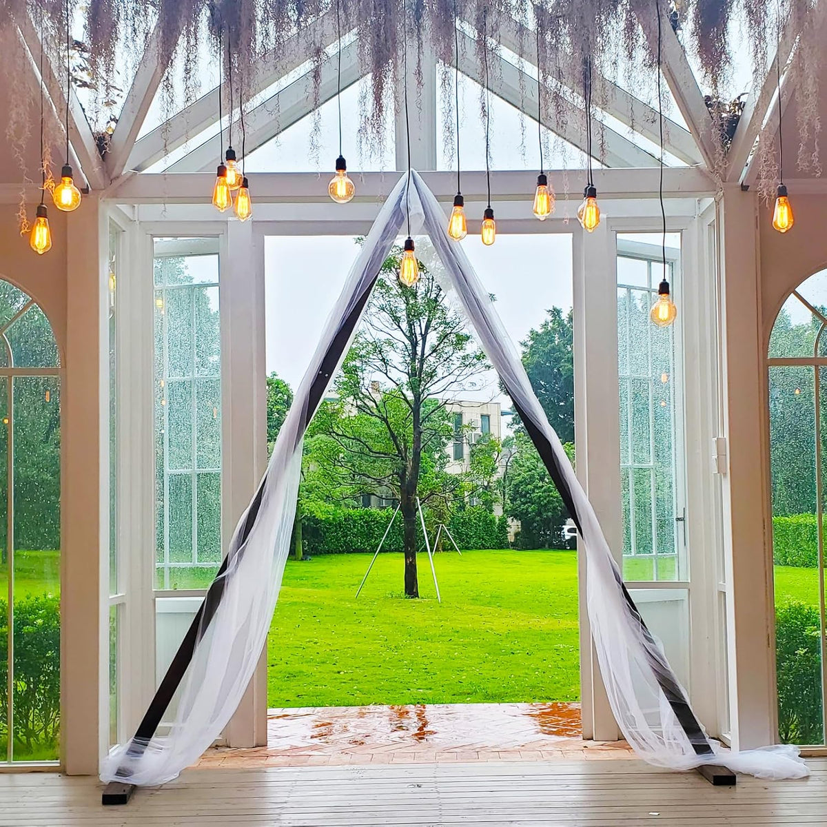 7.87FT Wooden Wedding Arch, Wood Arch for Wedding Ceremony Gorgeous Arbor Backdrop Stand for Garden