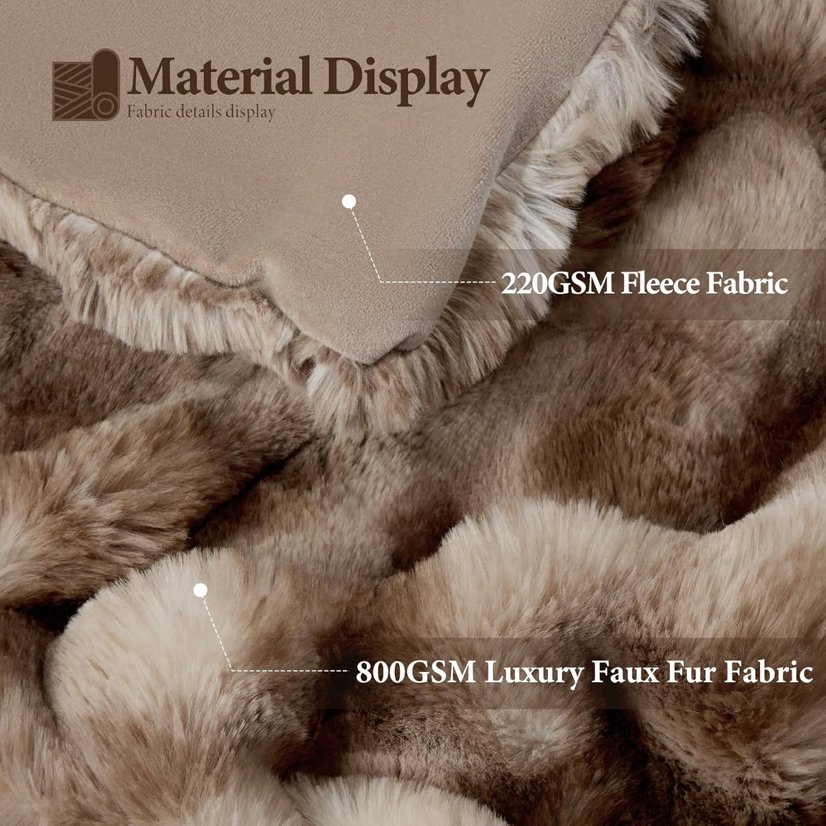 Touchat Luxury 1000GSM Faux Rabbit Fur Throw Blanket, Super Heavy Warm Cozy Brown Blankets for