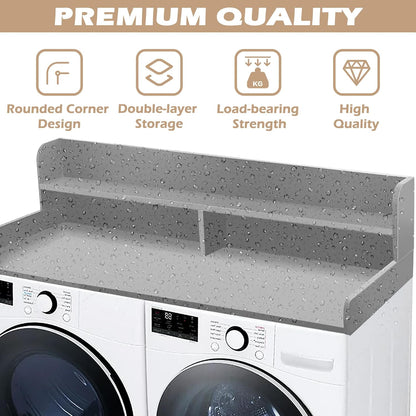 Royxen Laundry Countertop with 2-Tier Shelf Universal Fit, Washer and Dryer Countertop with Storage