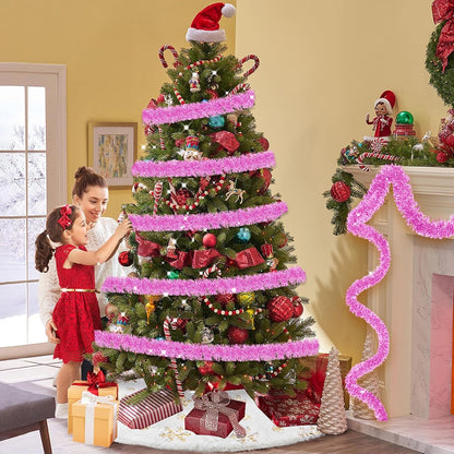 25 Feet Metallic Twist Tinsel Garland - Wall Hanging Backdrop for Parade Floats, Christmas Eve, New