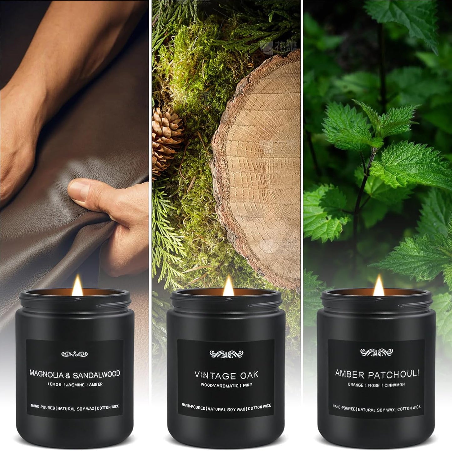 6 Pack Candles for Home Scented Aromatherapy Candles Gifts Set for Mens, Men Candle Set, 42 oz 300
