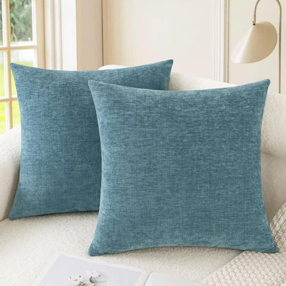 CaliTime Throw Pillow Covers Decorative 16 X 16 Inches Pack of 2 Cozy Chenille Cushion Cases for
