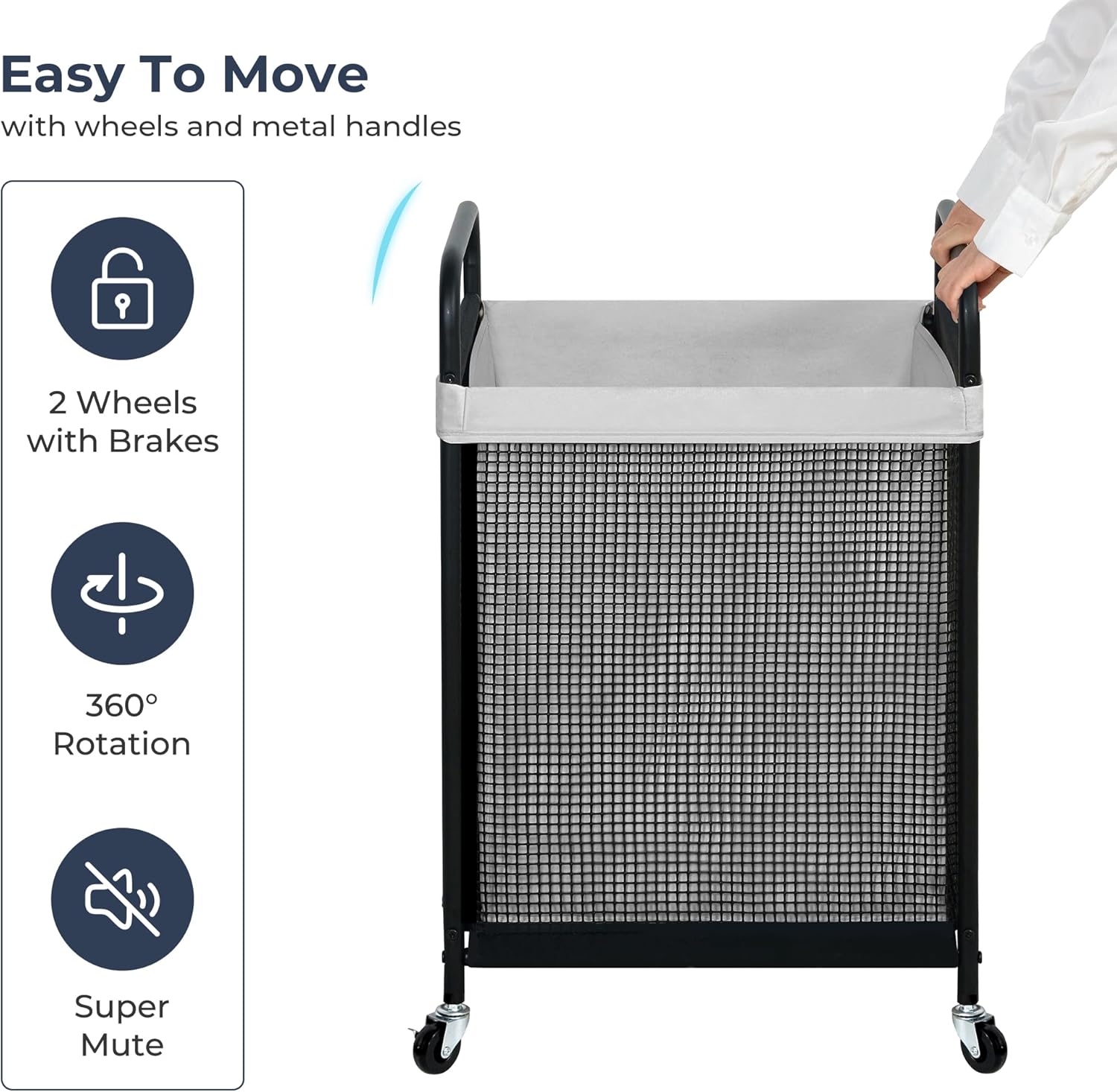 STO STO Laundry Hamper, 90L Rolling Laundry Sorter Cart with Removable and Washable Liner Bag