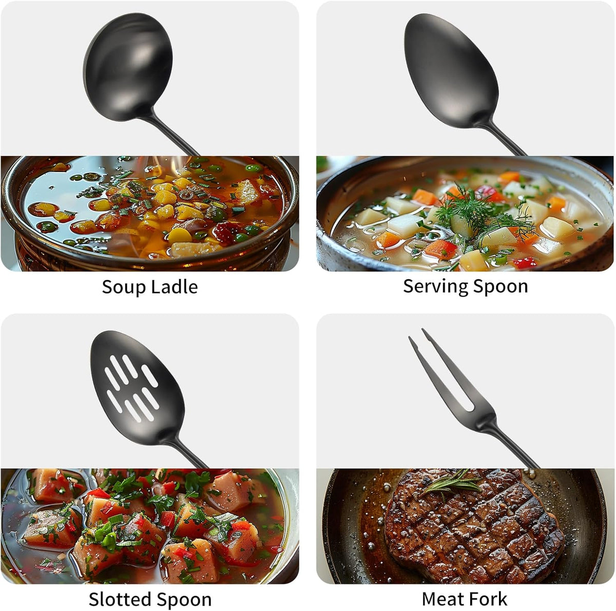 304 Stainlss Steel Matte Kitchen Utensils Set, 11 Pcs Long Metal Cooking Utensil Gadgets Tools Set