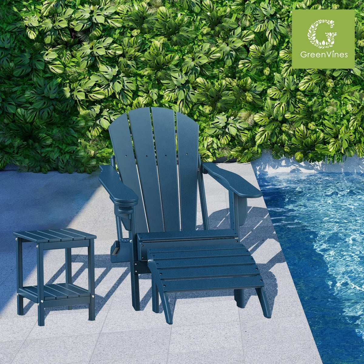 GREENVINES Adirondack-Ottoman | HDPE Plastic | Outdoor Footrest | All Weather | Foot Rest | Foot