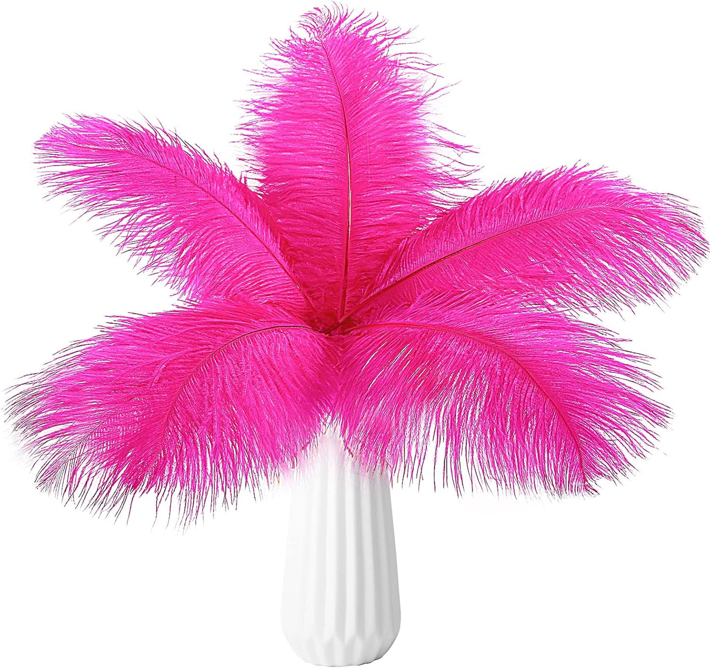 THARAHT Hot Pink Ostrich Feathers 24pcs Natural Bulk 10-12Inch 25cm-30cm for Crafts Wedding Party