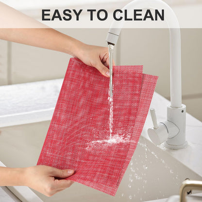 Vinyl Placemats Set of 4, PVC Woven Washable Non-Slip Table Mats, Heat Resistant Wrinkle Free Place