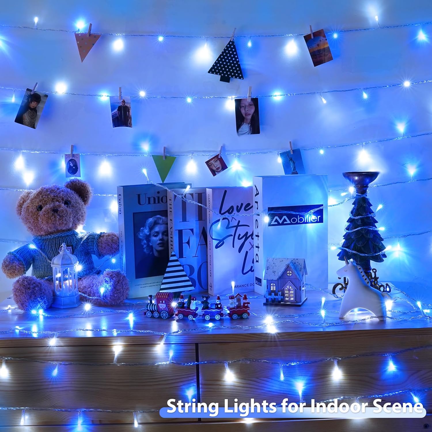 2 Pack String Lights Battery Operated with Timer, 66FT 200 LED Waterproof Battery Twinkle Lights, 8