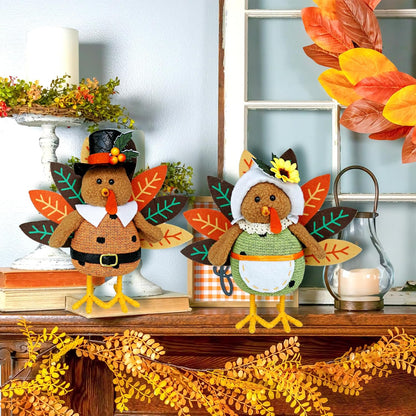 CRCZK Thanksgiving Turkey Decoration Fall Harvest Tabletop Decor Standing turkey with Dangling