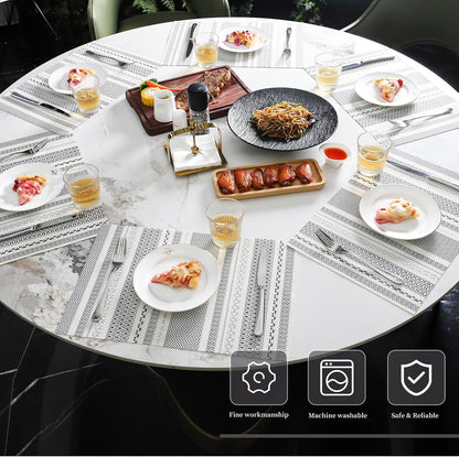 Vinyl Plastic Placemats Set of 6 Washable Heat Resistant Non-Slip Elegant Indoor Outdoor Kitchen