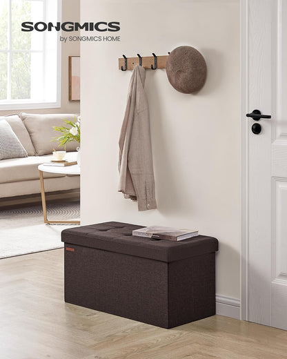 SONGMICS Mazie Collection - 30 Inches Folding Storage Ottoman Bench, Ottoman Foot Rest, End of Bed