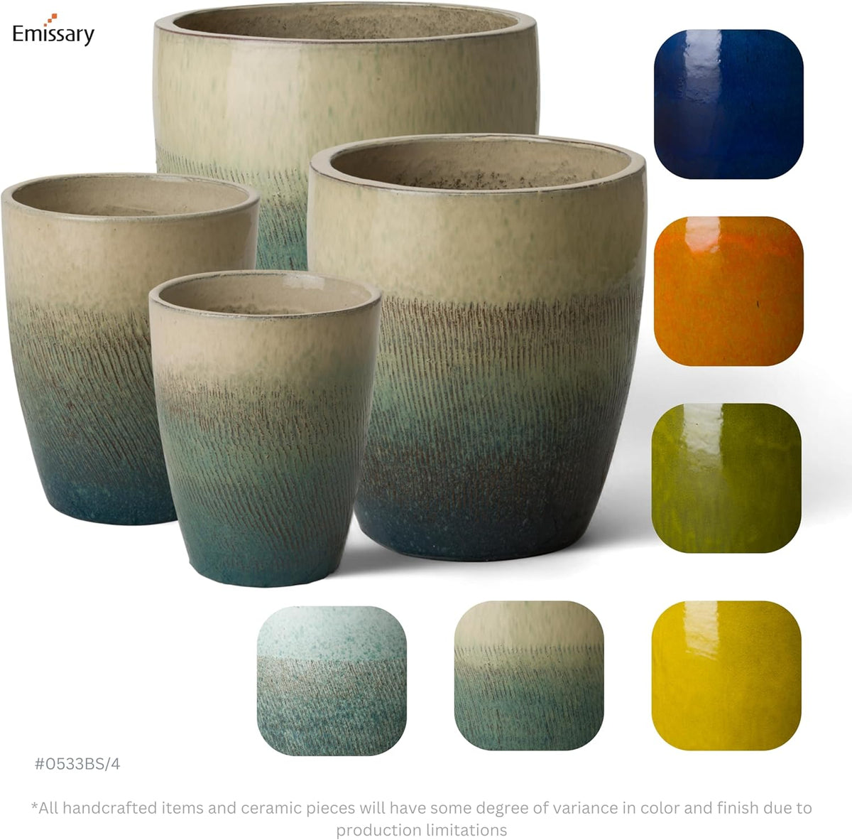 Emissary Bullet 9.5 in. Bayside Green Ceramic Round Planter (9.5 in. L x 9.5 in. W x 12 in. H) with