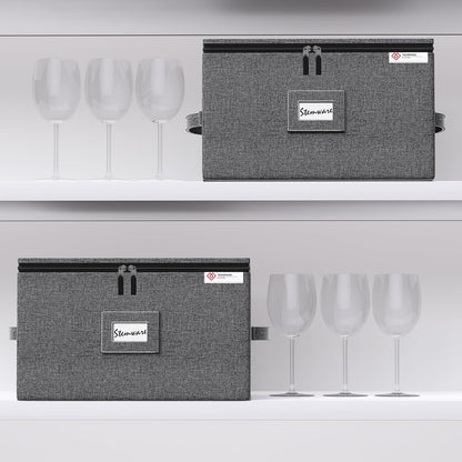 YearningHome Wine Glass Storage Box with Dividers,Hard Shell and Stackable Stemware Storage