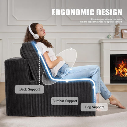 Single Sofa 1 Seat Couch with Deep Seat Memory Foam Cloud Chair with Pillows Large Sofa with L
