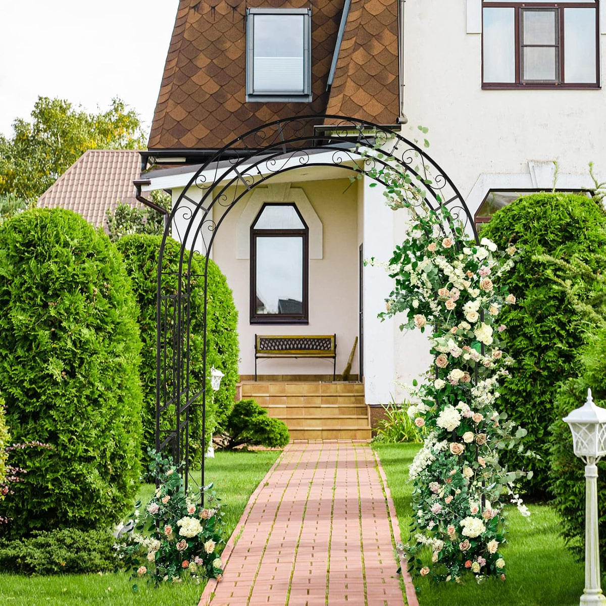 VINGLI Garden Arbor, Arch Archway for Wedding Ceremony Party, Steel Garden Trellis for Plant
