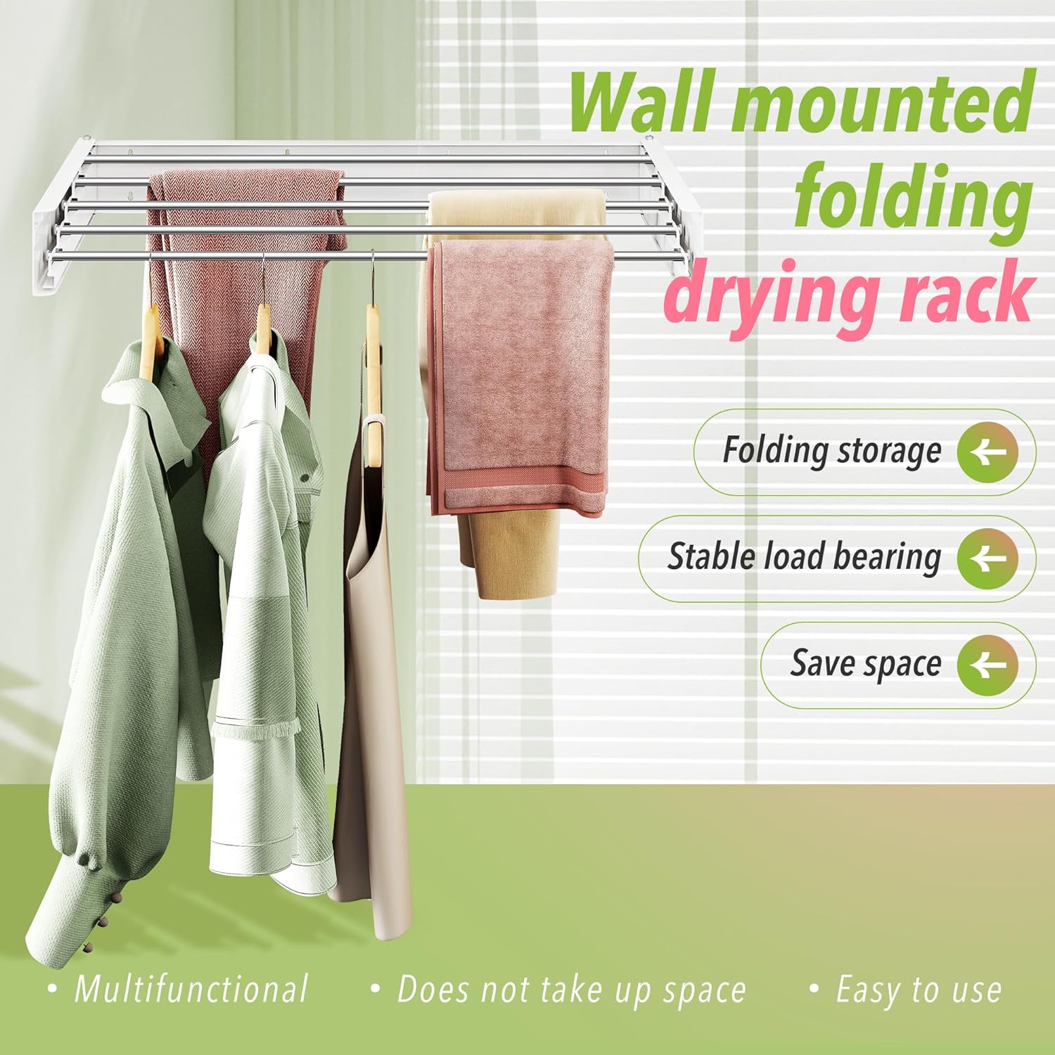 Wall Mounted Clothes Drying Rack 32 inches,Foldbale Laundry Drying Rack Wall Mount,Drying Rack