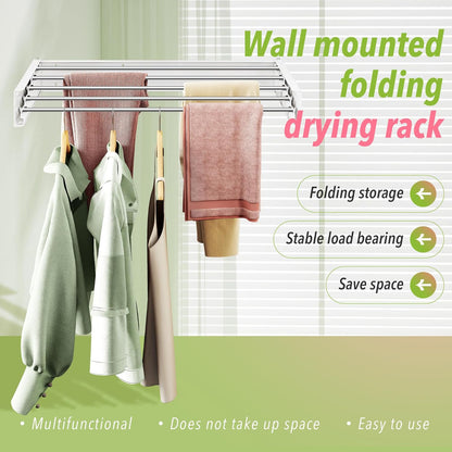 Wall Mounted Clothes Drying Rack 32 inches,Foldbale Laundry Drying Rack Wall Mount,Drying Rack