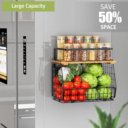 Magnetic Shelf for Fridge: Fruit Potato and Onion Storage Bin - Magnetic Spice Rack for