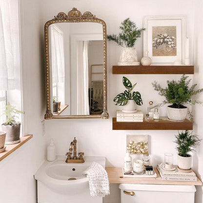 IAE Walnut Floating Wall Shelves 16 inch, Bathroom Shelves Wall Mounted,Invisible Shelf Floating