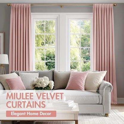 MIULEE Baby Pink Velvet Curtains Thermal Insulated Blackout Curtain Drapes for Bedroom Living Room