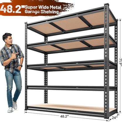 REIBII 48.2" W Garage Shelving, Storage Shelves Load 3000LBS, Adjustable Garage Shelving Heavy Duty