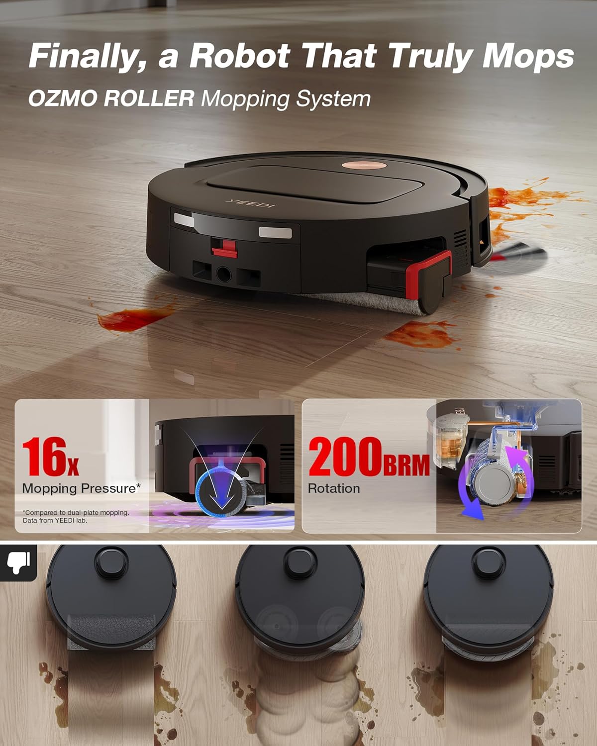 Yeedi M14 Plus Robot Vacuum and Mop, 18,000Pa Suction, OZMO Roller Instant Self-Washing Mopping