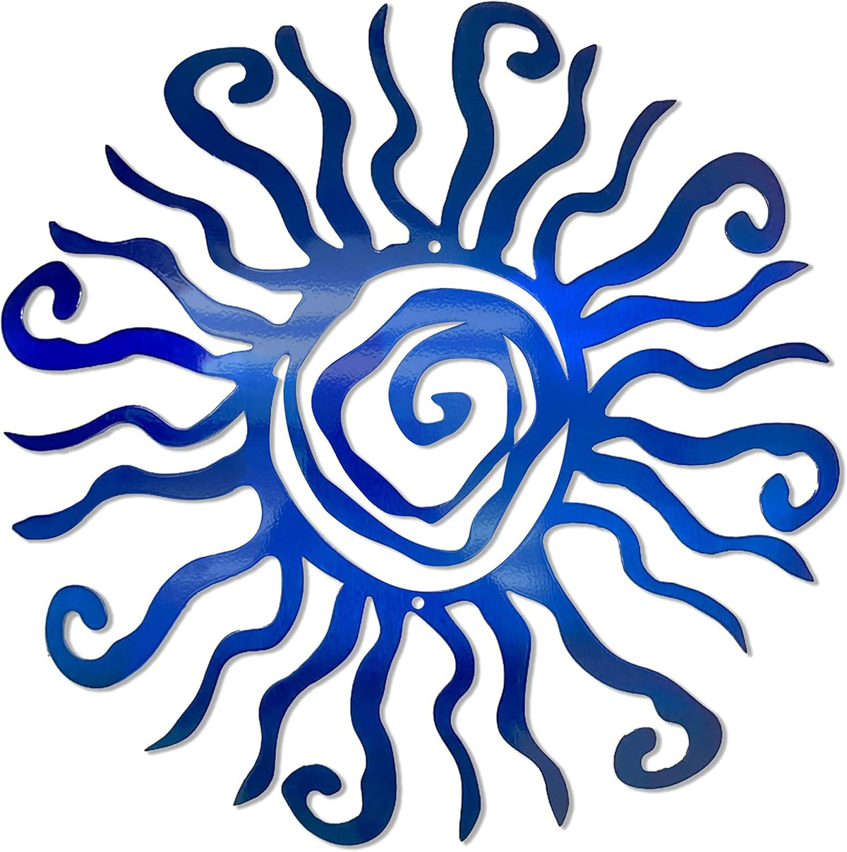 Riverside Designs Wacky Sun Metal Wall Art Indoor/Outdoor Decor - 36" Blue Rust Proof Wall