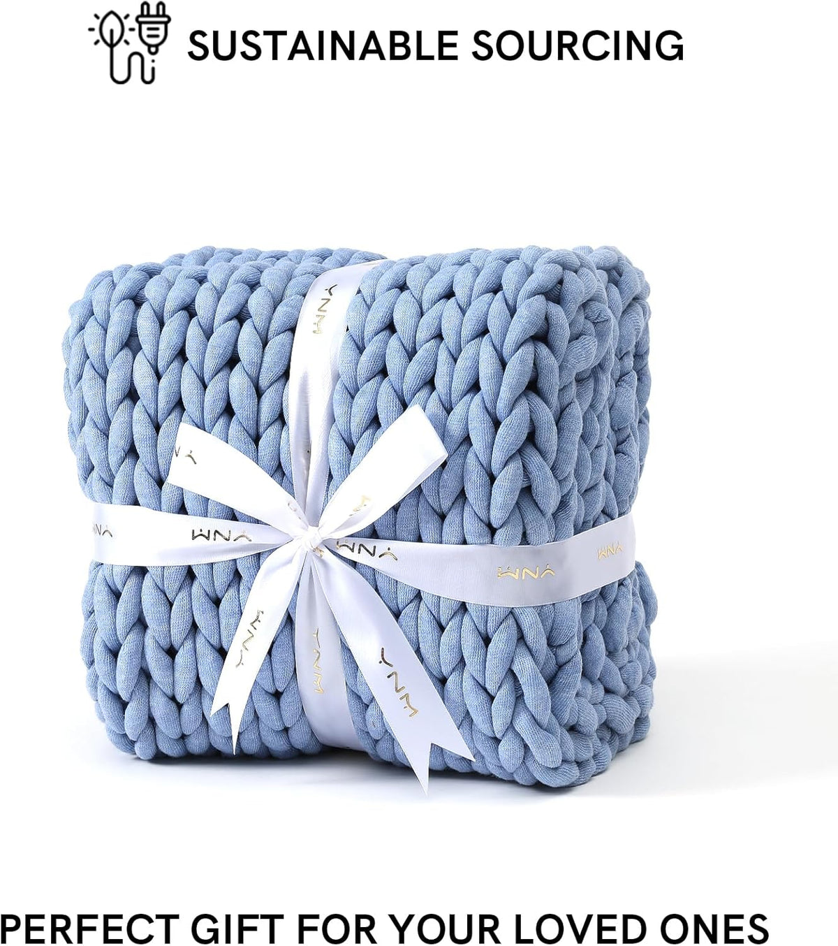 YnM Chunky Throw Blanket, Medium-Weight, Hand Knitted, Skin Friendly, Ventilated and Breathable
