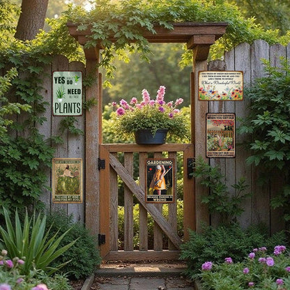 5 Pack Garden Signs Vintage Metal Tin Signs For Outside Garden Signs Decorative Outdoor Plant Lover