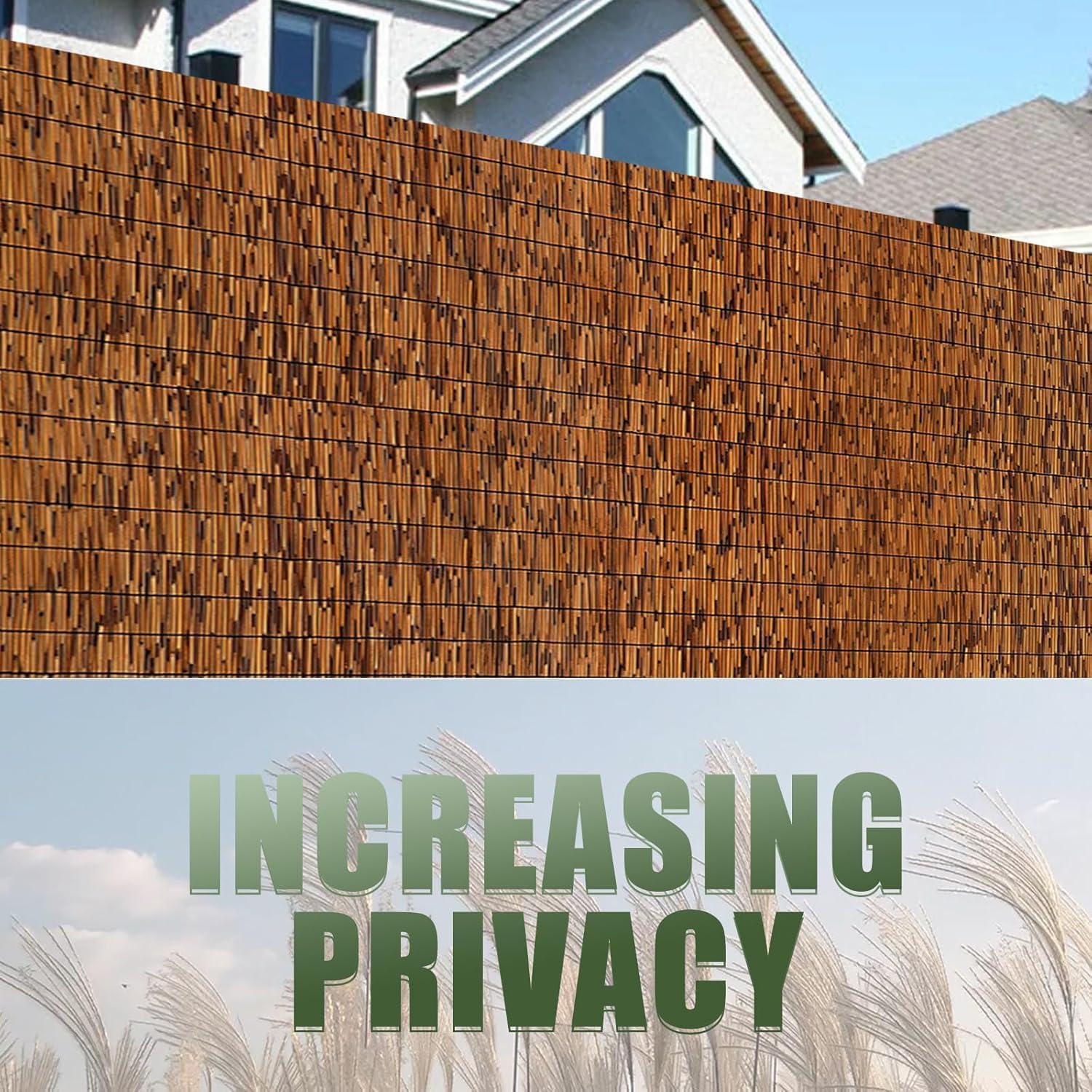 Reed Bamboo Screen Fencing,4FT X 16.4FT Natural Reed Fencing Reed Screen for Balcony Reed Fence