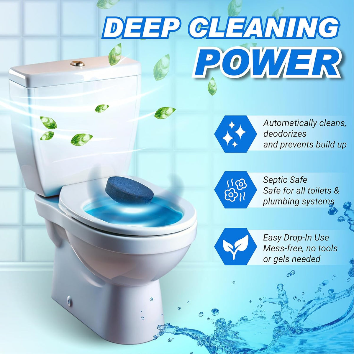 Automatic Toilet Bowl Cleaner Tablets – 40 Tabs - Blue Gel Toilet Tank Cleaner, Hard Water Ring