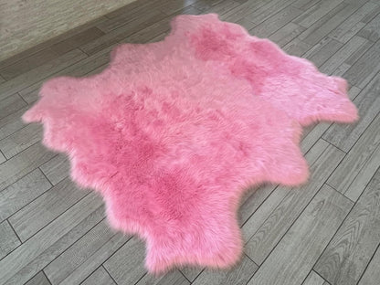 LAMBZY Faux Sheepskin Super Soft Hypoallergenic Free Shape Silky Shag Rug, Luxury Shaggy Plush