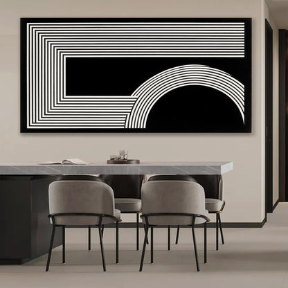 Large Abstract Wall Art Black And White Wall Art Geometric Line Wall Print Painting Artwork Canvas