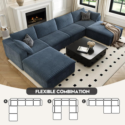 157.5" Cloud Couch Oversized Modular Sectional Sofa for Living Room,Modern Sofa with Deep