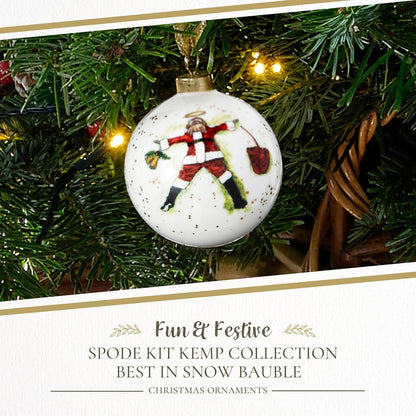 Spode Kit Kemp Christmas Ornament - Doodles Best in Snow - Fine China Whimsical Festive Keepsake